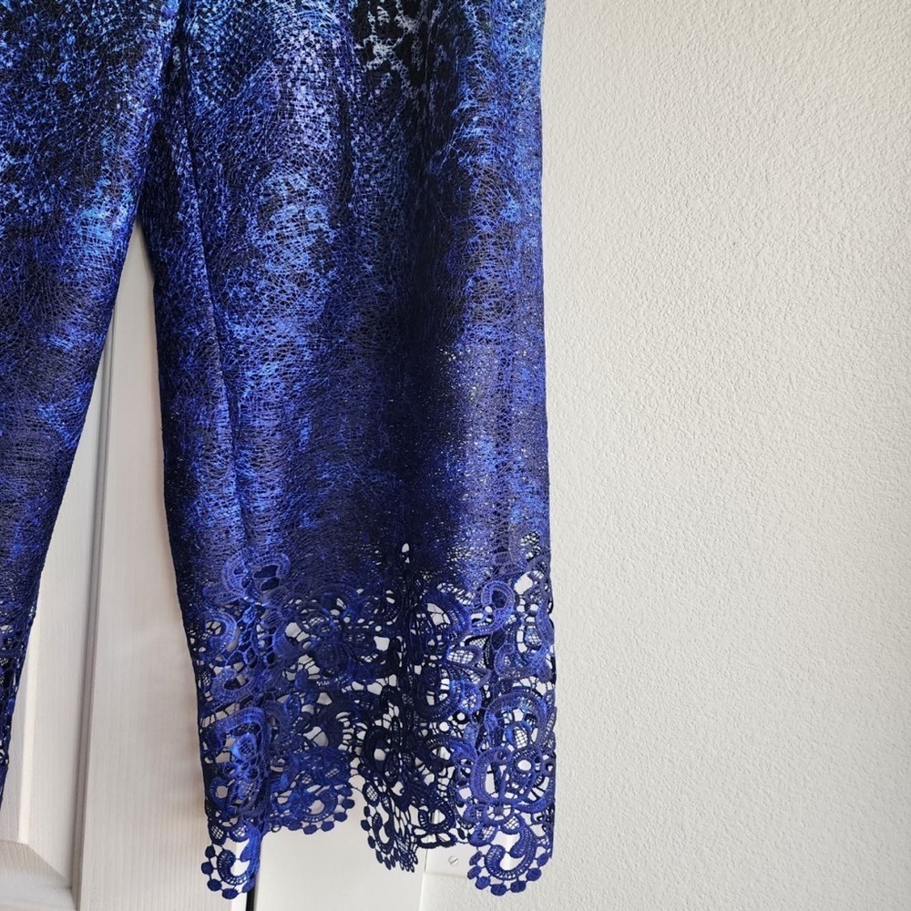 Tahari Willow Pant Culottes Lace Admiral Navy Size 6 - Picture 6 of 9